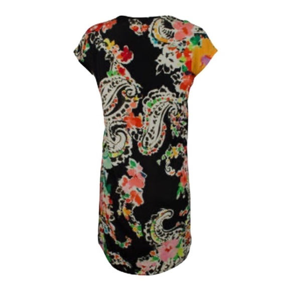 Ralph Lauren LRL Black Floral Inverted‎ Pleat VNeckline Knee Length Shift Dress - Picture 11 of 14